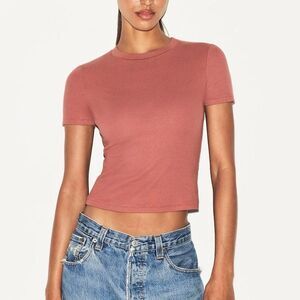 New With Tags Skims Cotton Rib Shirt size XS Redwood